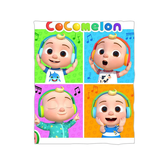 (Headset, 75x100cm-29.52x39.37in) Soft Warm Flannel Bedding Plush Sleeping Blankets Kids Baby Cocomelon Blanket