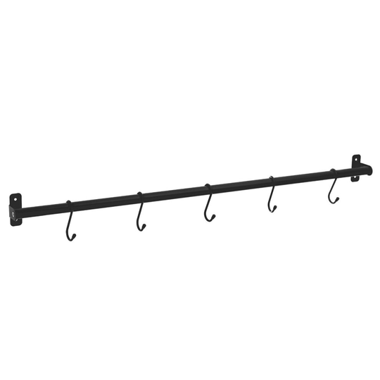 (HANGING STORAGE RAIL 79CM - BLACK) LIVIVO Kitchen Saucepan Lid Hooks Tool Utensils Holder Hanging Rail Rack Wall Mounted