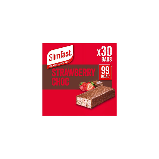 SlimFast Snack Bar, Low Calorie Snack, Strawberry Choc Flavour, 30 x 25 g Multipack