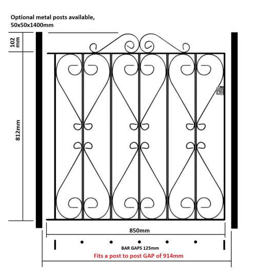 (914mm GAP X 914mm High Galvanised) Regent Scroll Garden Gates galvanised metal iron