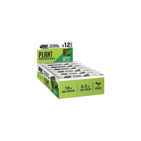 Optimum Nutrition ON Plant Protein Bars, High Protein and Low Sugar Vegan Snack, Chocolate Mint, 12-Pack, 60g x 12