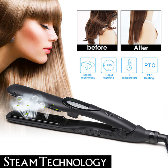 Hair Curler Electric Steam Straightener Professional Styler Ceramic No-hurt