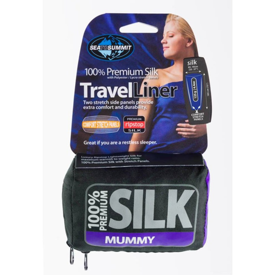 Sea to Summit Silk Stretch Panel Sleeping Liner Mummy Shape (Navy)