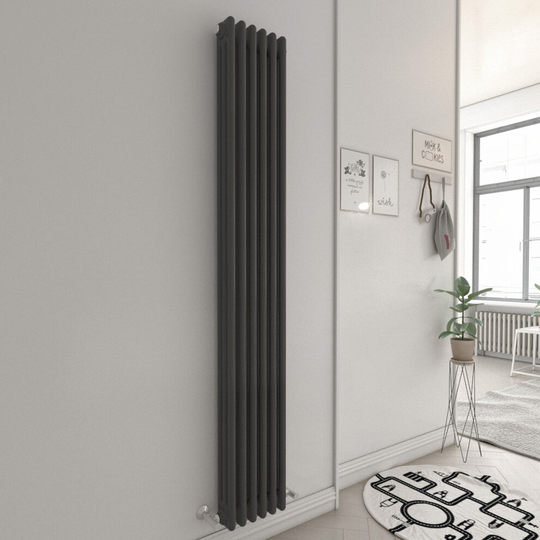 (1800 x 290mm Triple, Anthracite) PlumbGalaxy Traditional-Style Cast Iron Radiator