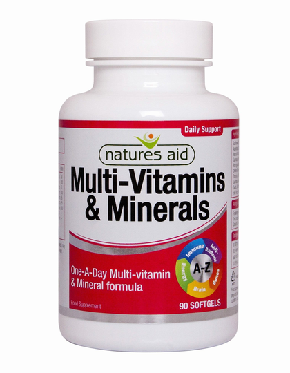 Natures Aid Multi-Vitamins & Minerals with Iron, 15mg, 90 Capsules