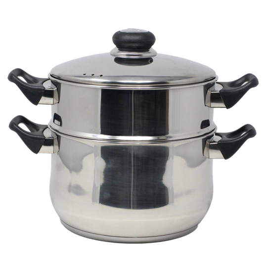 20cm 2 Tier Steamer Steelex Cooking Pan Stainless Steel Stock Pot Induction Safe