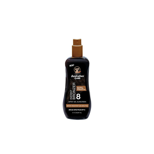 Australian Gold SPF 8 Spray Gel Sunscreen with Instant Bronzer 8 oz