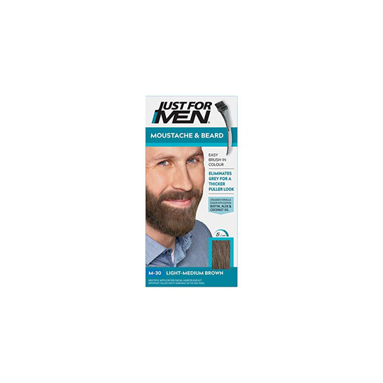 Just for Men Moustache & Beard Dye, Men's Facial Hair Colour, M30 � Light Medium Brown