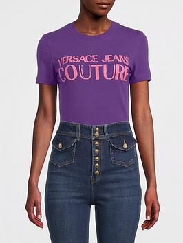 Versace Jeans Couture Distressed Logo T-Shirt - Violet