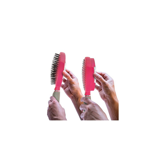Qwik-Clean Hairbrush - Easy Clean, Self-Cleaning Hair Brush (Pink)