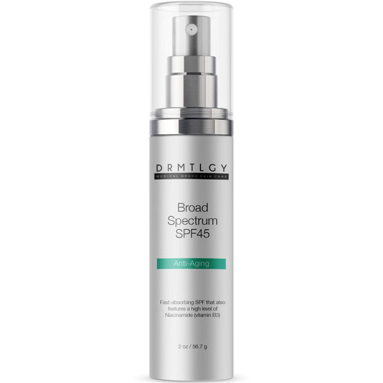 DRMTLGY Anti Aging Clear Face Sunscreen and Facial Moisturizer with Broad Spectrum SPF 45. Oil Free, Zinc Oxide Sunscreen For Sensitive Skin and Acne