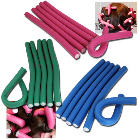 (Medium - 1.3 CM) 10pc Bendy Flexible Foam Hair Rollers Curlers Waves Soft Tool Salon Hairdressing
