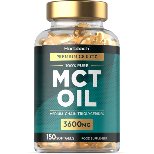MCT Oil Capsules | 3600mg High Strength | 150 Softgels | C8 & C10 MCTs | Keto Diet Supplement | No Artificial Preservatives | by Horbaach
