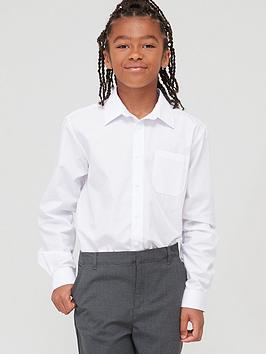 Everyday Boys 3 Pack Long Sleeve Shirts - White, White, Size Age: 8-9 Years