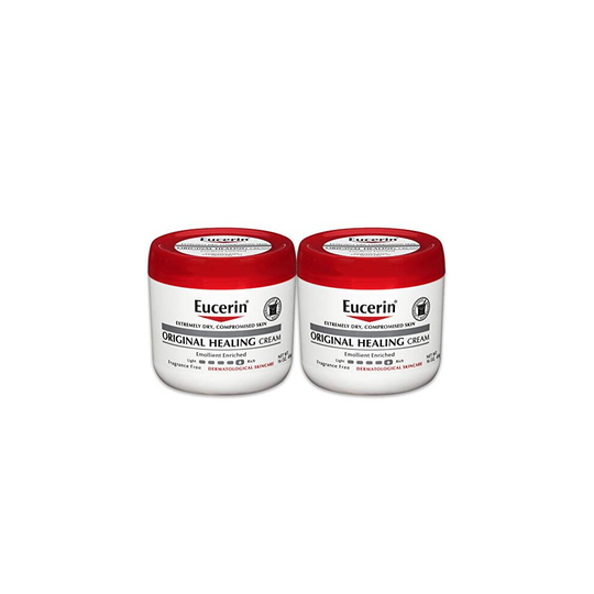 Eucerin Original Healing Cream - Fragrance Free, Rich Lotion for Extremely Dry Skin - 16 oz. Jar (Pack of 2)