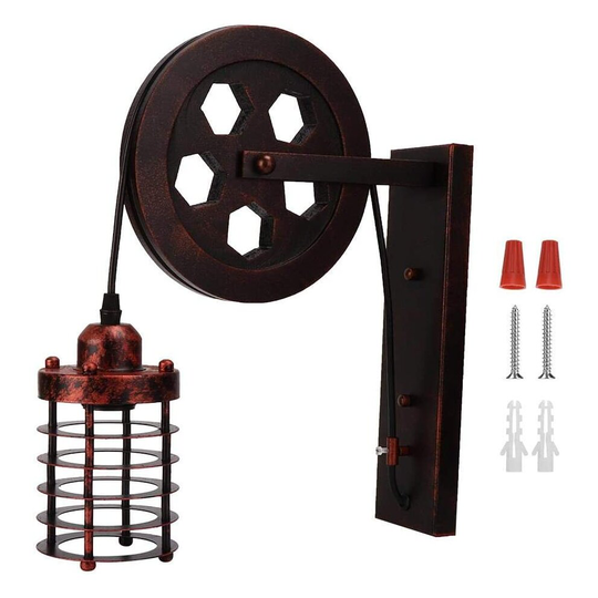 Wall Lamp Retro Iron Art E27 Lifting Industrial Lift Pulley Style staircase Decor Corridor Vintage Wall Light for Household