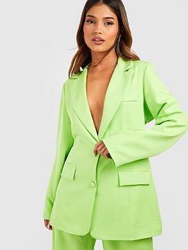 Boohoo Oversized Relaxed Fit Tailored Blazer - Lime, Green, Size 8, Women