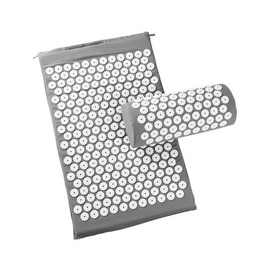 (Grey) Pro Acupressure Massage bed of nails Yoga Mat Pillow Relax Stress Pain Relief