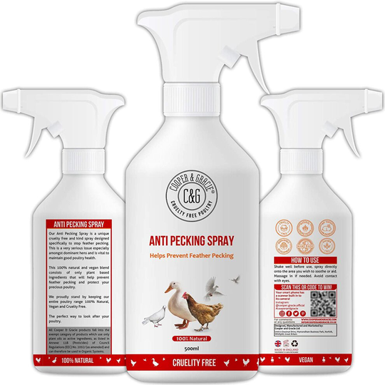 C&G Pets | Anti Pecking Spray 500ML | Organic Blend Protects and Supports Poultry Health | Stop Peck, Cleans Pecking Wounds and Cuts | Helps Prevent