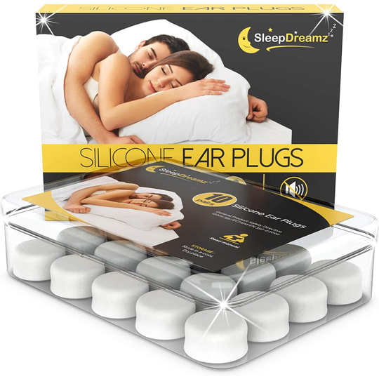 SleepDreamz® Silicone Ear Plugs for Sleeping - x10 Pairs of Noise Cancelling Ear Plugs - Offering Snoring Relief & Protection from Other Loud Noi