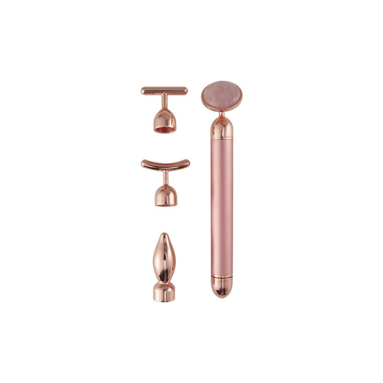 4 In 1 Vibrating Rose Quartz T/V Shaped Lifting Beauty Bar Massager|Home Use Beauty Devices(Pink)