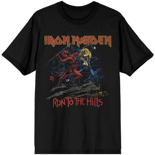 Iron Maiden Unisex T-Shirt: Number of the Beast Run To The Hills Distress (XX-Large) - Iron Maiden - Clothing