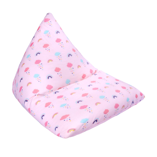 (Rainbow) Children's Print Pyramid Shaped Bean Bag Lounger Seat | BeanBag Chair | Ready Filled Polycotton | Soft Comfortable Relaxing Living Room Furn