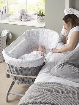 Clair De Lune Stars And Stripes Bedside Crib - Grey