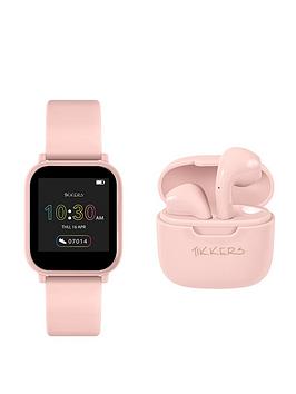Tikkers Teen Series 10 Nude smart Watch and Earbuds Set, Nude