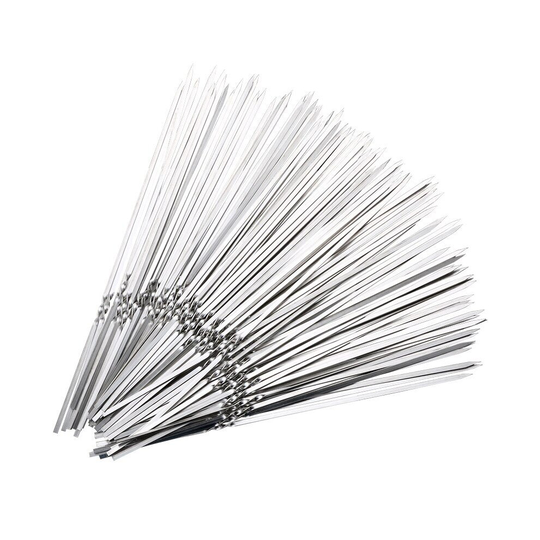 15pcs Stainless Steel BBQ Meat Sticks Long chef grill Food Holders Skewers Needle Prongs for Barbecue Party Skewers Shipping