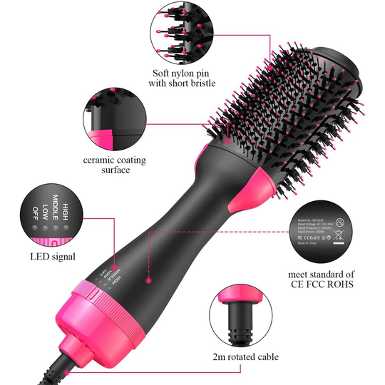 4 in 1 Hair Dryer Brush Hot Air Brush Hair Dryer and Volumizer Brush Curler Hot Hair Comb Styling Brush