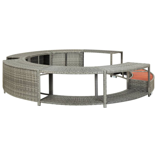 vidaXL Spa Surround Grey Poly Rattan Outdoor Garden Relax Hot Tub Surround