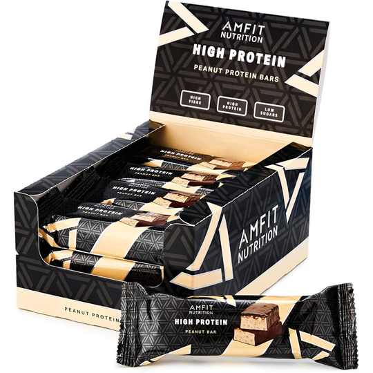 Amazon Brand - Amfit Nutrition Low Sugar Protein Bar (19.5gr protein; 1.7gr sugar), Peanut, 12 pack (12 x 60g)