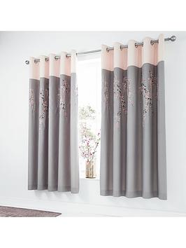 Catherine Lansfield Embroidered Blossom Eyelet Curtains