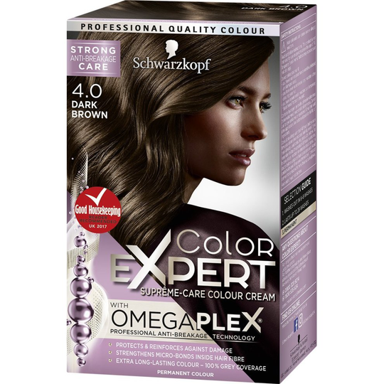 Schwarzkopf Color Expert Omegaplex Hair Dye, 4-0 Dark Brown