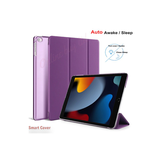 (Purple) For Apple iPad 9th Generation 10.2 Inch 2021 TriFold Smart Stand Auto Sleep Wake Case Cover For iPad 10.2