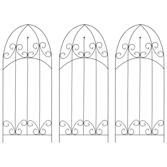 vidaXL 3x Plant Climbing Rack Black Iron Gardening Vine Stand Patio Planter