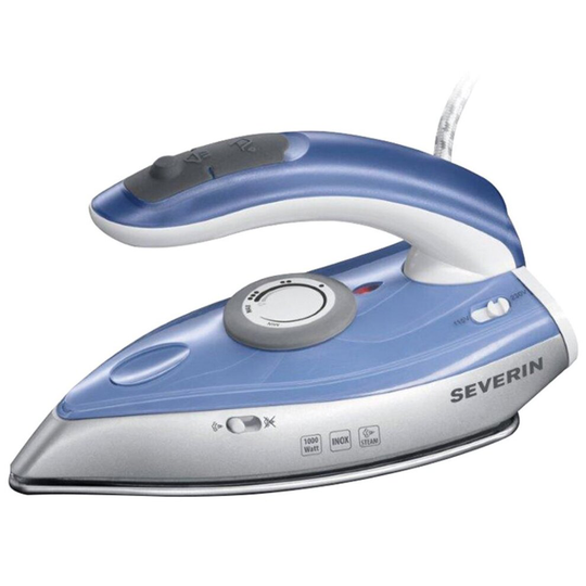 Severin BA 3234 Travel Steam Iron 1000W 50ml Water Tank & Foldable Handle - Blue