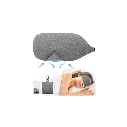 Eye Mask for Sleeping, Sleep Mask, 3D Eye Mask Soft Breathable Cotton Sleeping Mask 100% Blackout Eye Blindfold Adjustable Strap with Ear Pl