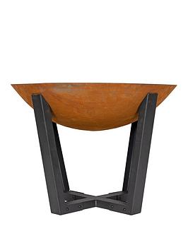 La Hacienda Icarus Small Oxidised Cast Iron Firepit With Steel Legs, Natural Rusted And Black