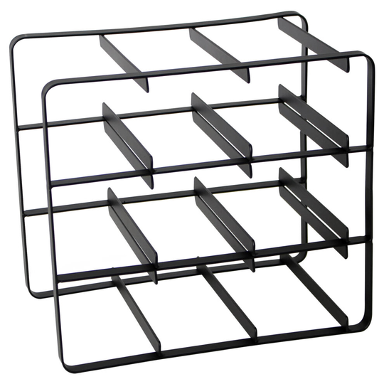 Black Flat Iron Metal 9 Wine Bottle Rack Storage Free Standing Display Holder