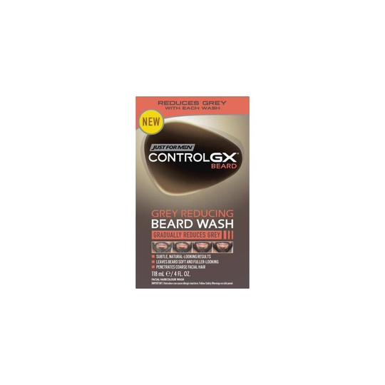 Just For Men Control GX Grey Reducing Beard Wash, for Subtle, Natural-Looking Results - All Shades, 118 ml, Packaging Can Vary
