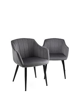 Julian Bowen Hobart Set Of 2 Scalloped Chairs