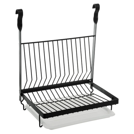 (DISH RACK - BLACK) LIVIVO Kitchen Saucepan Lid Hooks Tool Utensils Holder Hanging Rail Rack Wall Mounted