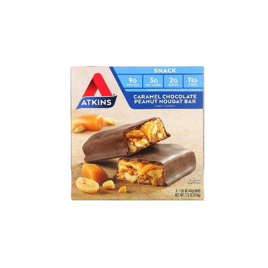 Atkins, Snack, Caramel Chocolate Peanut Nougat Bar, 5 Bars, 44g Each