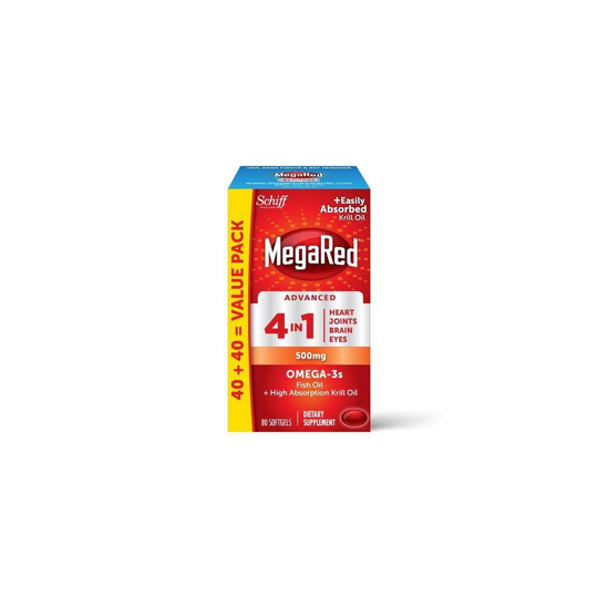 Megared Omega-3 Fish + Krill Oil Advanced 4 in 1 Softgels, 500 mg, 80 ct