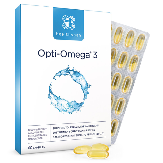 Healthspan Opti-Omega 3, 60 Capsules, Vitamin E