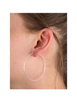 The Love Silver Collection Sterling Silver 50Mm Large Sleeper Slim Hoop Earrings