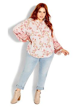 City Chic Floating Top - White