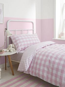 Bianca Fine Linens Check And Stripe Cotton Duvet Cover Set - Pink